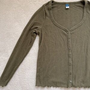 Old Navy Olive Green Chic Long Sleeve Top